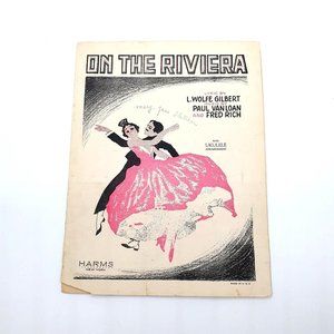 Vintage Sheet Music 1926 On The Riviera Piano Voice Ukulele